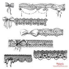 various laces with bows and ribbons on them