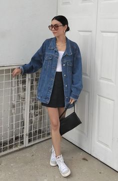 Denim Jacket With Dress Outfit, Denim Jacket With Skirt, Baguio Outfit, Casual Day Outfits, Simple Trendy Outfits, Basic Outfits, Outfits Fashion, Casual Style Outfits