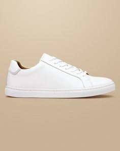 Leather Trainers - White | Men's Charles Tyrwhitt Trainers - White Size 11 Leather Mens Semi Formal Wear White Shoes, Men Winter Boots, Polygon Modeling, White Sneakers Men, Rugged Boots, White Casual Shoes, Disney Bounding, Engagement Picture, Mens Winter Boots