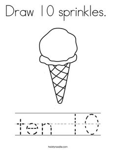 an ice cream cone worksheet with the words, draw 10 sprinkles