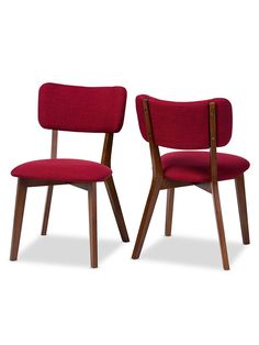 two red chairs side by side on a white background