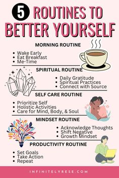 Do you need a new routine to improve your life? Looking for actionable routine ideas that are easy to follow? Use these routines to better yourself and change your life. These routines for a better life can help you stay on track. How To Build A Routine, Easy Routine, New Routine, Routine Ideas, Life Routines, New Year New You, Todo List, Daily Gratitude, Stay On Track