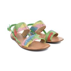 Valentino Sandals in multicolour crystal camo with a green leather ankle strap and gold rockstud detailing. Brand = Valentino Condition = 8/10, very good Size = 37 Material = Leather SKU = 20771-13 Green Slingback Sandals For Beach, Multicolor Buckle Closure Sandals With Open Heel, Multicolor Sandals With Buckle Closure And Open Heel, Multicolor Open Heel Sandals With Buckle, Multicolor Open Toe Sandals With Adjustable Strap, Multicolor Slingback Sandals For Summer, Multicolor Slingback Sandals For Party, Multicolor Summer Sandals With Adjustable Strap, Multicolor Leather Sandals With Buckle Closure