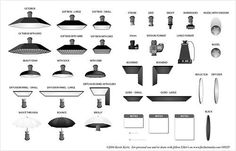 an image of various lamps and fixtures for lighting in the darkroom or office space