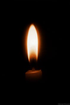 a candle lit in the dark on a black background