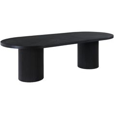 a black table sitting on top of a white floor