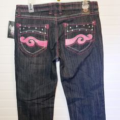 For Your Consideration Is A Lovely Pair Of Junior Size 13 Embellished Jeans New With Tags. The Waist Measures Approximately 16" Across And The Inseam Is Approximately 31*. They Are Labeled "Skinny Stretch" Jeans. Hunting Fits, Thrift Manifestation, Scene Clothes, Thrift Board, Mcbling Fashion, Apple Bottom Jeans, Rhinestone Jeans, Scene Outfits, Cheap Jeans