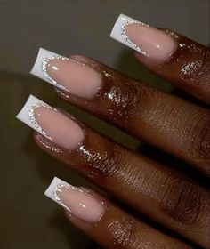 extendos | acrylics | nail art | valentines nails | french tip nails | pink nails | crystal nails | sanrio nails | duck nails | short nails | summer nails | freestyle nails | Y2K nails | flower nails | 3D NAILS | nail designs | GIRLY NAILS | short acrylics | BUTTERFLY NAILS | long acrylics |bHOLIDAY NAILS | VACAY NAILS | ALMOND NAILS | nail inspo | HELLO KITTY NAILS | anime nails | cartoon nails | punk nails | Y2K | clase AZUL NAILS | Chrome nails | Airbrush nails | gradient nails | charm nails | black nails | Spring nails | Easter nails I Graduation Nails White, White Tip Acrylic Nails, Prom Nails Silver, White And Silver Nails, Graduation Nails, French Tip Nail Designs, Nagel Tips, White Acrylic Nails