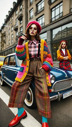 Funny Festival Outfits, Playful Aesthetic Outfit, Maximalist Clothes Aesthetic, Power Clashing Outfits, Kamping Kitsch Outfit, Maximalist Outfits Winter, Maximalist Street Style, Winter Maximalist Outfits, Eclectic Maximalism Outfit