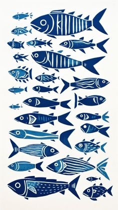 an image of blue fish on white paper