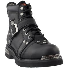 Harley-Davidson Footwear Brake Buckle Motorcycle Boots Black Mens Motorcycle Boots Rugged Waterproof Lace-up Moto Boots, Leather Biker Combat Boots With Lace-up, Leather Lace-up Biker Combat Boots, Biker Style Lace-up Leather Combat Boots, Rugged Moto Boots With Steel Toe, Rugged Round Toe Work Boots For Motorcycling, Rugged Work Boots For Motorcycling With Round Toe, Biker Boots With Steel Toe For Outdoor, Biker Style Steel Toe Boots For Outdoor