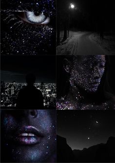 the night sky is filled with stars and glitters