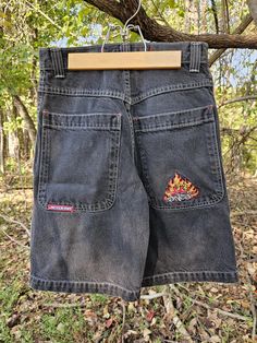 Like New. Vintage 90s Fire Embroidered Jnco Jean Shorts. Jnco Shorts, 90s Style Fitted Shorts For Streetwear, Jnco Jeans, Fire Designs, Jean Shorts, All Star, Like New, Outfit Inspo, Adult Outfits