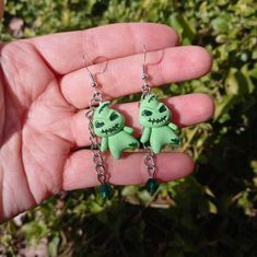 The Nightmare Before Christmas Oogie Boogie Earrings Green Earrings For Halloween Gift, Green Halloween Party Earrings, Handmade Green Halloween Earrings, Green Halloween Dangle Earrings, Nightmare Before Christmas Earrings, The Nightmare Before Christmas Oogie, Nightmare Before Christmas Oogie Boogie, Creepy Christmas, Oogie Boogie