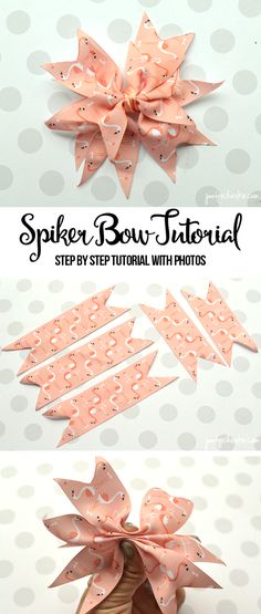 the instructions for how to make an origami bow with ribbon and paper strips