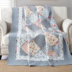 This traditional cotton reversible quilted throw blanket offers warmth, comfort and irresistible charm. It will elevate any space, whether it is enjoyed in a master suite, guest bedroom or cottage，as bedspread, bedding throw, blanket or quilt, summer bed cover, picnic rug and so on; it is great for cuddling up to watch a great movie on the couch or in bed. Both sides of this quilted throw blanket could be used individually. The beautiful colors and embroidered stitching is a good choice to add lovely texture to your home, it can update your room in seconds with its beautiful color palette. APPLIANCES & HOMEGOODS LIQUIDATION INC. | Size Patchwork Quilt Cotton Quilted Throw Blanket Reversible Bedspread | Twin | Wayfair | Home Decor Cover For Bed, Flower Comforter, Quilted Throw, Twin Quilt Size, Quilted Throw Blanket, Comforter Bed, Summer Bedding, Picnic Rug, Quilted Bedspreads