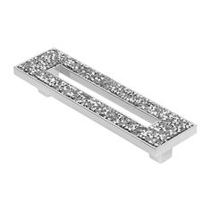 a white gold and diamond buckle with two rows of diamonds in the center, on a white background