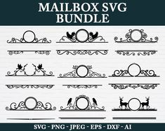 the mailbox svg bundle includes ornate designs and decorative elements, including an oval frame