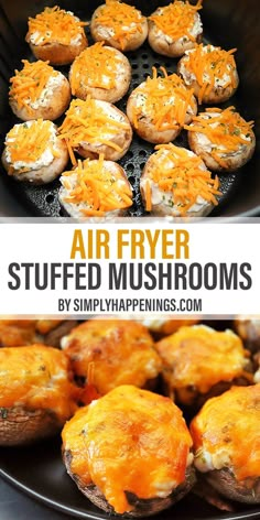 air fryer stuffed mushrooms with cheese on top