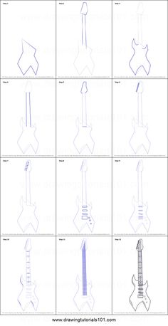 how to draw an electric guitar step by step drawing instructions for kids and beginners