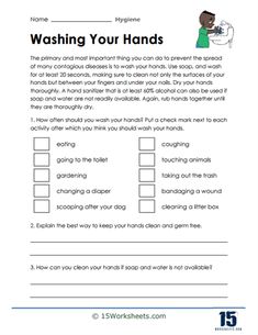 the worksheet for washing your hands