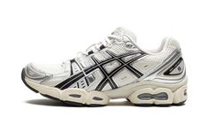 The ASICS Gel-Nimbus 9 “Cream/Black/Silver” is a colorway of the retro performance running shoe with an easy-to-style design.  The ASICS Gel-Nimbus 9 was originally released in 2007 before it was reissued by ASICS in later years as part of the Y2K sneaker trend.  On the “Cream/Black/Silver” colorway, the shoe features a Cream mesh base with Black and Silver synthetic leather overlays.  ASICS’s signature Gel cushioning inserts appear in the forefoot and heel, and provide a comfortable ride. Casual Asics Running Shoes With Abzorb Midsole, Asics Running Shoes With Rubber Sole For Streetwear, Asics Running Shoes With Cushioned Midsole For Streetwear, Asics Functional Running Shoes For Streetwear, Asics Running Shoes Medium Fit For Streetwear, Functional Asics Running Shoes For Streetwear, Asics Silver Sneakers For Streetwear, Asics Black Sneakers With Reflective Details, Silver Asics Sneakers For Streetwear