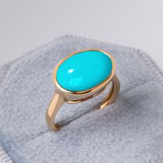 Sleeping Beauty Turquoise Ring,Natural Turquoise Wedding Ring,14K Solid Gold Chuky Ring,5 ct Solitaire Ring For Her,Unisex Jewelry,Bezel Set The ring can be customized in yellow gold or white gold. Please select from the drop-down menu. ★ ★  CUSTOM/DUTY-FREE SHIPPING WORLDWIDE, BUYERS DON'T HAVE TO PAY ANY CUSTOM FEES WHILE IMPORTING ★ ★  Details Made to order Material: 14k/18k Gold Color Options: Yellow Gold, White Gold, Rose Gold ★ Center Stone Natural Turquoise, Oval  Size: 9x11 mm Approx App Turquoise Wedding Ring, Turquoise Jewelry Rings, Turquoise Wedding Rings, Turquoise Gold Ring, Turquoise Wedding, Sleeping Beauty Turquoise, Unisex Jewelry, Rings For Her, Natural Turquoise