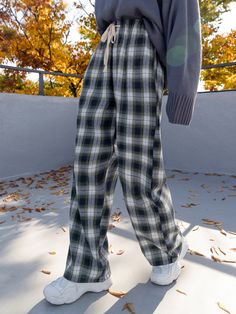 Plaid Drawstring Waist Pants Multicolor Casual   Fabric Plaid Straight Leg Non-Stretch Spring/Summer/Fall Women Clothing, size features are:Bust: ,Length: ,Sleeve Length: Plaid Pajamas Bottoms, Brown Flannel, Drawstring Waist Pants, Plaid Pajama Pants, Pajama Outfits, Women Bottoms, Flannel Pants, Plaid Outfits, Plaid Pajamas