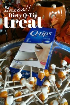 SO GROSS!! Dirty Q-Tip Halloween Treats ... a disgusting recipe! Gross Halloween Foods, Halloween Apps, Treats For Halloween, Easy Halloween Snacks, Halloween Party Food, Gross Food, Halloween Food Treats, Spooky Halloween Party