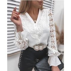 Fabric:Polyester; Sleeve Length:Long Sleeve; Look After Me:Machine wash; Gender:Women's; Style:Elegant; Elasticity:Inelastic; Tops Type:White Eyelet Tops,Eyelet top,Shirt,Blouse; Occasion:Casual,Daily; Top Length:Regular; Pattern:Plain; Design:Cut Out,Lace; Neckline:Round Neck; Bust:null; Length:null; Fit US Size:null; Fit UK Size:null; Fit EU Size:null Crochet Lace Blouse, Women Lace Blouse, Lace Long Sleeve Shirt, Bathroom Gadgets, Design Blouse, Women Shirt Top, Pretty Blouses, Lace Patchwork, Guipure Lace