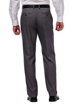 Designed with exceptional style, quality, and flexibility in mind, the Premium Stretch Sharkskin Classic Fit Suit Pants by Haggar are made with the finest fabric and stretch built right into the fibers. The flat front style is designed with the legendary hidden expandable waistband for a comfortable fit. | Haggar Men's Premium Stretch Sharkskin Classic Fit Suit Pants, Gray, 34 x 32 Custom Fit Bottoms With Welt Pockets For Business Casual, Fitted Dress Pants With Belt Loops, Classic Fitted Bottoms With Hip Pockets, Fitted Pants With Hip Pockets, Tailored Business Bottoms With Standard Cut Leg, Fitted Bottoms For Business Casual With Standard Cut Leg, Classic Stretch Dress Pants With Hip Pockets, Fitted Semi-formal Pants With Standard Cut Leg, Fitted Semi-formal Pants