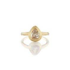 Era - Contemporary, by The Moonstoned Materials - 18k Gold & Diamond (1.00ct Fancy Light Brown/VS1) Weight - 4.50 Grams Size - 7 Pear Shape Ring, Fancy Light