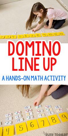 Domino Line-Up Preschool Math Activity - Busy Toddler Easy Math Activities, Easy Math, Number Sense Activities, Kindergarten Math Activities, Math Activity, Simple Math, Homeschool Math