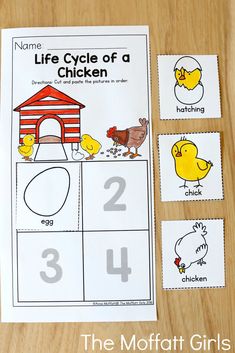 the life cycle of a chicken is shown in this printable activity for kids to practice counting