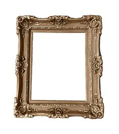 an ornate gold frame on a white background