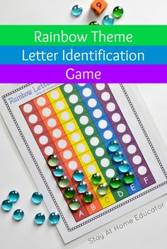 rainbow theme letter identification game for kids to practice letters and numbers in the alphabet order