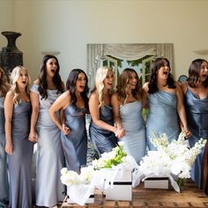 10 bridesmaids in blue bridesmaids dresses at a top best wedding venue in Australia Redleaf Wollombi Reverly Bridesmaid Dresses, Blue Color Palette Bridesmaid Dresses, Blue And Silver Bridesmaid Dresses, Slate Bridesmaid Dresses, Winter Blue Bridesmaid Dresses, Slate Blue Dress, Dusky Blue Bridesmaid Dresses, Different Shades Of Blue Bridesmaids, Pastel Colour Bridesmaid Dresses