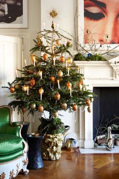 a decorated christmas tree in a living room