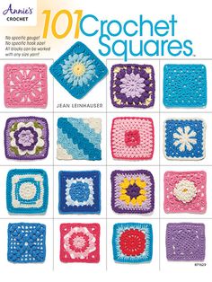 the cover of 1011 crochet squares, with pictures of granny's flowers