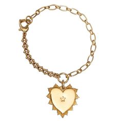 Yoku Bracelet | IN CAUDA VENENUM | Wolf & Badger Symbolic Gold Jewelry With Heart Charm, Gold Chain Bracelet With Adjustable Chain For Spiritual Wear, Heart-shaped Spiritual Brass Jewelry, Spiritual Heart-shaped Brass Jewelry, Gold-tone Brass Jewelry With Heart Charm, Gold Bohemian Charm Bracelet For Everyday, Gold Heart-shaped Charm Bracelet With Adjustable Chain, Gold Heart Charm Bracelet With Chain, Gold Bracelet With Heart Pendant And Adjustable Chain