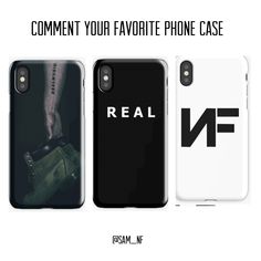 three phone cases with the words real and an image of someone's hand on them