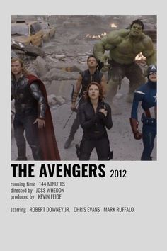 the avengers 2012 movie poster is shown in black and white, with an image of various characters