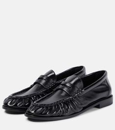 Le Loafer leather loafers in black - Saint Laurent | Mytheresa Vintage Loafers, Slides Outfit, Denim Shorts Outfit, Bridal Bag, Patent Leather Loafers, Rings Jewelry Fashion, Mens Fashion Casual Outfits, Leather Moccasins, Evening Shoes