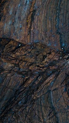 an animal is standing in the middle of a rocky area with blue and brown paint on it's face