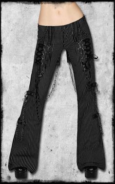 Pants With Straps, Goth Pants, Anti Fashion, Pinstripe Pants, Gothic Outfits, Goth Outfits, Harajuku Fashion, Dark Fashion, Dream Clothes