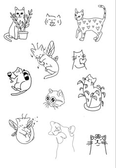 Tattoo Small Fillers, Best Friend Pair Tattoo, Animal Doodle Tattoo, Single Line Cat And Dog Tattoo, Cat With Sunglasses Tattoo, Forever Evolving Tattoo, Groovy Flash Tattoo, Minimalist Tattoo Animals, Small Tattoos For Mothers