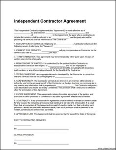 an independent contract agreement is shown in this image