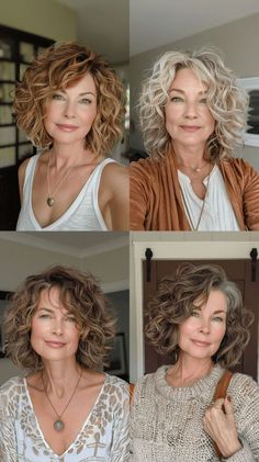 90 Bob Haircuts For Women Over 50: Medium, Short, And Layered Styles 2024 52 Silver Wavy Bob, Wavy Bob Over 50, Layered Bob Hairstyles Over 50, Hair Styles Over 50, Brunette Bob Haircut, Mid Length Curly Hairstyles, Shattered Bob, Razor Cut Bob, Short Hair Waves