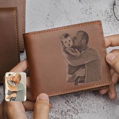 This wallet can be personalized with your own photo on the outside and a message of your choice on the inside. With a nice personal touch of custom engraving, this identity protection wallet will surely make a great gift for your new dad!ITEM INFO• Materials: Genuine cowhide leather• Dimensions: 4 3/8" x 3 1/2" x 5/8" (11x9x1.5 cm)• Features:- 1 money slot- 1 ID slot- 4 card slots- 2 hidden slotsHOW TO ORDERStep 1: Fulfill all the options Step 2: In the "Add your personalization" box, please ent Personalized Brown Rectangular Trifold Wallet, Bifold Wallet With Id Window As Gift, Bifold Wallets With Id Window As Gift, Customizable Leather Wallets As Gifts, Customizable Leather Wallets For Gifts, Customizable Brown Wallets For Personalized Gift, Personalized Rectangular Trifold Wallet, Personalized Rectangular Wallet For Father's Day, Brown Wallet With Id Window For Gift