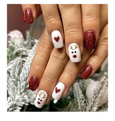 Cute Small Christmas Nails, Christmas Manicure Ideas For Short Nails, Nailart Winter, Nail Ideas Christmas, Nails Acrylic Christmas, Green Christmas Nails, Nail Designs Christmas, Nail Art Christmas